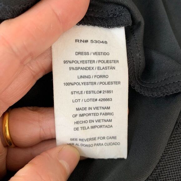 NIGHTWAY Womens Cocktail Dress Size 14 Navy Long Sleeve Jewel Neck Drape Back - Picture 9 of 11